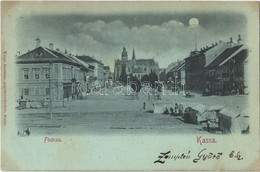 T2 1898 Kassa, Kosice; Fő Utca Este, Piac. Varga Bertalan Kiadása / Main Street At Night, Market - Non Classés