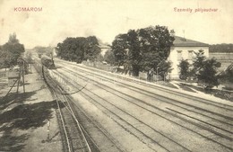 T2 1911 Komárom, Komárnó; Személy Pályaudvar, Vasútállomás Gőzmozdony / Railway Station With Locomotive - Ohne Zuordnung