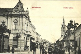 T2/T3 1907 Komárom, Komárnó; Nádor Utca, Elbert Ignác és Székelyi Károly üzlete, Templomtorony építés Közben / Street Vi - Ohne Zuordnung