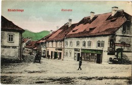 ** T2 Körmöcbánya, Kremnitz, Kremnica; Alsó Utca, Holzmann Gyula és Langer Mór üzlete / Street View With Shops - Non Classificati