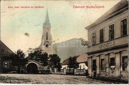 T3 1908 Murány, Murányalja, Murán; Római Katolikus Templom és Iskola, Vendéglő / Church, School, Restaurant (vágott / Cu - Non Classés