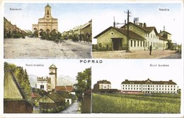 ** T2/T3 Poprád, Poprad (Tátra, Vísoké Tatry); Tér, Vasútállomás, új Laktanya, Régi Harangtorony / Námestie, Stanica, St - Non Classés