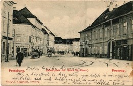 T2 1901 Pozsony, Pressburg, Bratislava; Piac Tér, Tek János és Manigl A. üzlete / Marktplatz Mit Stock Im Eisen / Street - Non Classés