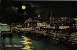 T2 1912 Pozsony, Pressburg, Bratislava; Kikötő Este. Wohlmuth J. Kiadása / Port At Night - Non Classés