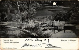 T2/T3 1904 Pöstyén, Piestany; Rév Este. A. Bernas Kiadása / Ursprung Der Quellen / Ferry At Night (EK) - Non Classés