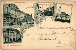 T2/T3 1900 Rimaszombat, Rimavská Sobota; Erzsébet Tér, Kossuth Utca, Római Katolikus és Evangélikus Lutheránus Templomok - Non Classés