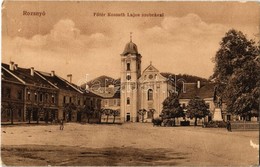 T2/T3 Rozsnyó, Roznava; Fő Tér, Kossuth Lajos Szobor, Templom, Fekete Sas Szálloda / Main Square, Church, Statue, Hotel - Non Classés