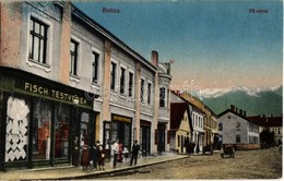 * T2 Ruttka, Vrutky; Fő Utca, Fisch Testvérek és Szétsényi Ferencz üzlete / Main Street With Shops - Non Classés