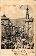 T2/T3 1907 Selmecbánya, Schemnitz, Banská Stiavnica; Kossuth Lajos Tér, Piac, Singer Ignátz üzlete. Joerges Á. özv. és F - Non Classés