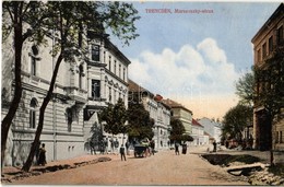 T2 1918 Trencsén, Trencín; Marsovszky Utca, Magyar Kir. Adóhivatal. Sold E. Kiadása / Street, Tax Office - Ohne Zuordnung