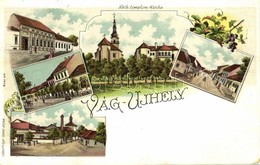 T2/T3 1902 Vágújhely, Neustadt An Der Waag, Nové Mesto Nad Váhom; Katolikus Templom, Utcaképek. Brück Samu Kiadása / Chu - Non Classés