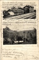 T2 1908 Királyháza, Koroleve; Vasúti Vendéglő és Tiszti Lak, Várhegy. Gödör Gyula Vasúti Vendéglős Kiadása / Railway Res - Non Classés