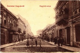 T2/T3 1908 Ungvár, Uzshorod, Uzhorod; Nagyhíd Utca, Güntzler Henrik, Goldstein, Schwartz Dávid, Cseró Soma üzlete. W. L. - Ohne Zuordnung