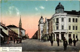 T2/T3 1912 Eszék, Osijek, Esseg; Comitatsgasse / Zupanijska Ulica / Street, Synagogue - Sin Clasificación