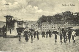 T2/T3 1908 Fiume, Rijeka; Ponte Di Susak / Bridge, Raining, People With Umbrellas (EK) - Ohne Zuordnung