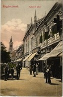 T2/T3 Nagybecskerek, Zrenjanin, Veliki Beckerek; Hunyadi Utca, Csendőr, Huber Gusztáv üzlete / Street View With Shops, G - Unclassified