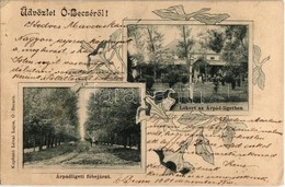 T2/T3 1901 Óbecse, Stari Becej; Árpád-ligeti Főbejárat, Fő Utca, Protestáns Templom, Lőkert / Park, Shooting Hall, Churc - Non Classés