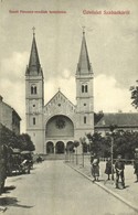 T2 1912 Szabadka, Subotica; Szent Ferenc Rendiek Temploma, Lovaskocsik / Church, Horse Carts, Square - Non Classés