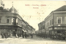 * T2/T3 1908 Újvidék, Novi Sad; Duna Utca, Ivkovits Milán és Dietzger Fiai üzlete, Piac. Klein Vilmos Bazár Kiadása / St - Non Classés