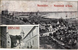 T2/T3 Nezsider, Neusiedl Am See; Templom és Iskola / Kirche Und Schule / Church And School (ázott Sarkak / Wet Corners) - Sin Clasificación