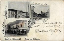 * T2/T3 1899 Rohonc, Rechnitz; Evangélikus Iskola, Úri Utca, Zárda / Schule, Herrengasse, Kloster / School, Street, Cloi - Zonder Classificatie