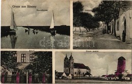 T2/T3 Sásony, Windten, Winden Am See; Fertő Tó, Iskola, Utca, Templom, Szélmalom / Neusiedlersee, Strasse, Schule, Windm - Non Classés