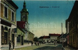 ** T2 Csáktornya, Cakovec; Árpád Tér, Templom, Singer Varrógép üzlet. Fischel Fülöp Kiadása / Square, Church, Sewing Mac - Unclassified