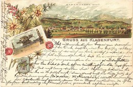 T3 1894 (Vorläufer!) Klagenfurt, Krawanken, Lundwurm Brunnen / Mountain, Fountain. Art Nouveau, Floral, Litho (EB) - Unclassified