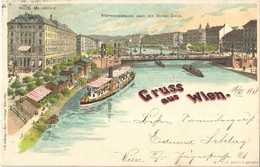 T2 1898 Wien, Vienna, Bécs; Stephaniebrücke Uber Den Donau Canal / Bridge Over The Danube, Hotel Metropole. Henri Schlum - Non Classificati