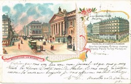 T2/T3 1900 Bruxelles, Brussels; La Bourse, A La Samaritaine / Stock Exchange, Horse-drawn Tram. J. Haly Art Nouveau, Flo - Zonder Classificatie