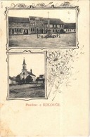 T2 1912 Kolovec, Square, Church. Art Nouveau, Floral - Unclassified