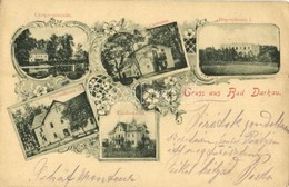 T2/T3 1901 Lázne Darkov, Bad Darkau; Uferpromenade, Dependence I. Und II., Kinderheim, Curhaus / Port Promenade, Hotels, - Unclassified