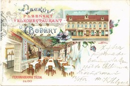 T2/T3 1902 Praha, Prag, Prague; Vackuv Plzensky Velkorestaurant U Chodery. Ferdinandova Trída Cís. Co. / Restaurant Inte - Unclassified