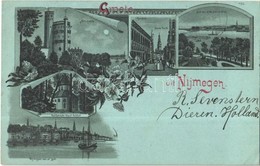 T2 1898 Nijmegen, Belvedere, Raadhuis, Groote Markt, Heidensche Kapel Valkhof / Castle, Town Hall, Chapel, Square. Art N - Non Classificati