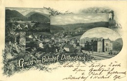 T2 1898 (Vorläufer) Dzietrzychów (Walbrzych), Dittersbach Bei Waldenburg; Gruss Vom Bahnhof / Railway Station. Art Nouve - Ohne Zuordnung