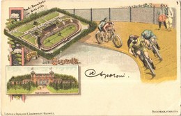 T2/T3 1898 Gliwice, Gleiwitz; Wald Schlosschen, Rad Rennbahn / Castle, Bicycle Racetrack With Cyclists. R. Schonwolf Art - Ohne Zuordnung