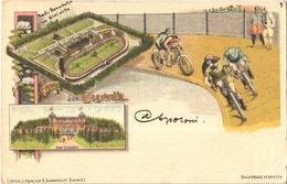 T2/T3 1898 Gliwice, Gleiwitz; Wald Schlosschen, Rad Rennbahn / Castle, Bicycle Racetrack With Cyclists. R. Schonwolf Art - Non Classés