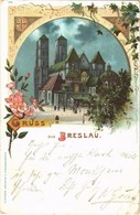 T2/T3 1898 Wroclaw, Breslau; Dom / Dome. Kunstanstalt J. Miesler Art Nouveau, Floral, Litho (EK) - Ohne Zuordnung