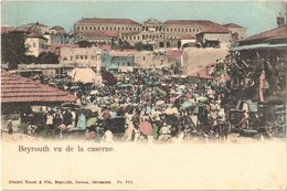 T2 1905 Beirut, Beyrouth; Vu De La Caserne / Militry Barracks, Market + 'OESTERREICHISCHE POST' - Non Classés