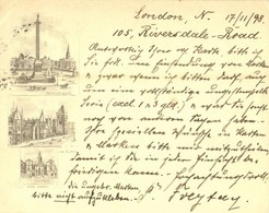 T2 1898 London, Trafalgar Square, Law Courts, Horse Guards. Small Sized Postcard (11,5 Cm X 9 Cm) - Sin Clasificación