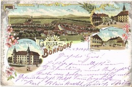 T2 1898 Bonndorf, Rathausplatz, Neustrasse, Amtshaus (Ehemal Schloss) / Town Hall, Street, Square, Castle. J.A. Binder A - Unclassified