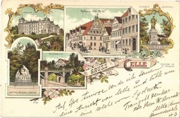 T2/T3 1898 Celle, Schloss, Rathaus, Markt, Krieger Denkmal, Petersburg, Karolinen Mathilden Denkmal / Castle, Town Hall, - Ohne Zuordnung