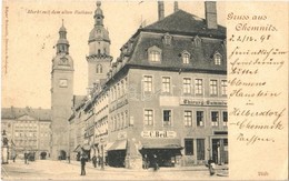 T2/T3 Chemnitz, Markt Mit Dem Alten Rathaus, Chirurg Gummiwaaren / Sqauare, Old Town Hall, Shop Of C. Beil (EK) - Ohne Zuordnung