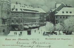 T1/T2 1899 Chemnitz, Nicolaibrücke Mit Langestrasse / Bridge, Street View, Restaurant, Tram, Winter - Ohne Zuordnung