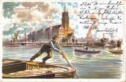 T2/T3 1899 Hamburg, Hamburger Typen. Quai Speicher / Quay. Karl Gerhold Künstlerpostkarte No. 17. Litho  (EK) - Ohne Zuordnung