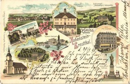 T2/T3 1898 Hohenstein-Ernstthal, Stadtkirche, Etablissement Logenhaus, Hotel Schweizerhaus, Restaurant Johannisgarten, R - Ohne Zuordnung