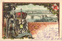 T2 1900 Koblenz, Coblenz; Rheinprovinz / Coat Of Arms, Knight. J. Miesler  Art Nouveau, Floral, Litho S: Roick - Unclassified