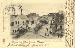 T2/T3 1898 Magdeburg, Am Brückthor (Strombrücke) / Timber Transport On The Bridge By Horse Carts, Soldiers  (EB) - Unclassified