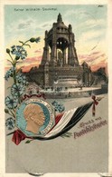 T2/T3 1905 Porta Westfalica, Kaier Wilhelm Denkmal / Monument Of Wilhelm II. Emb. Flag, Floral, Litho (EK) - Unclassified