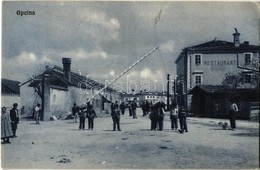 T2/T3 1906 Opicina, Villa Opicina, Opcina; Street View With Restaurant And Boom Barrier (EK) - Unclassified